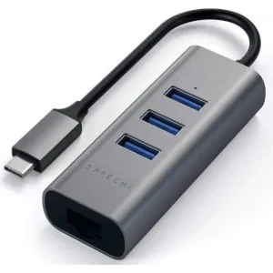 Адаптер Satechi Type-C 2-in-1 USB 3.0 Aluminum 3 Port Hub and Ethernet Port Grey (ST-TC2N1USB31AM) Адаптер Satechi Type-C 2-in-1 USB 3.0 Aluminum 3 Port Hub and Ethernet Port Grey (ST-TC2N1USB31AM)